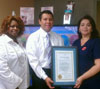 Alicia Hollins-THE EIGHT and Annette Avilies-First Steps Prenatal Care receive Proclamation from the City of Coachella by Mayor Eduardo Garcia during 2011 ShakeOut.