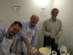 Deputy Commissioners Chris Shultz, Geoffrey Margolis, and Robert Herrell blend creamy shakes to bring awareness to Earthquake Preparedness on the Great California Shake Out. 