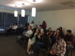 Employees at the California Department of Insurance enjoy creamy blended shakes while watching a video on Earthquake Preparedness at the Great California Shake Out.